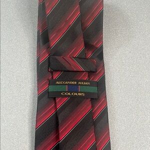 Alexander Julian Red and Black Striped Silk Tie